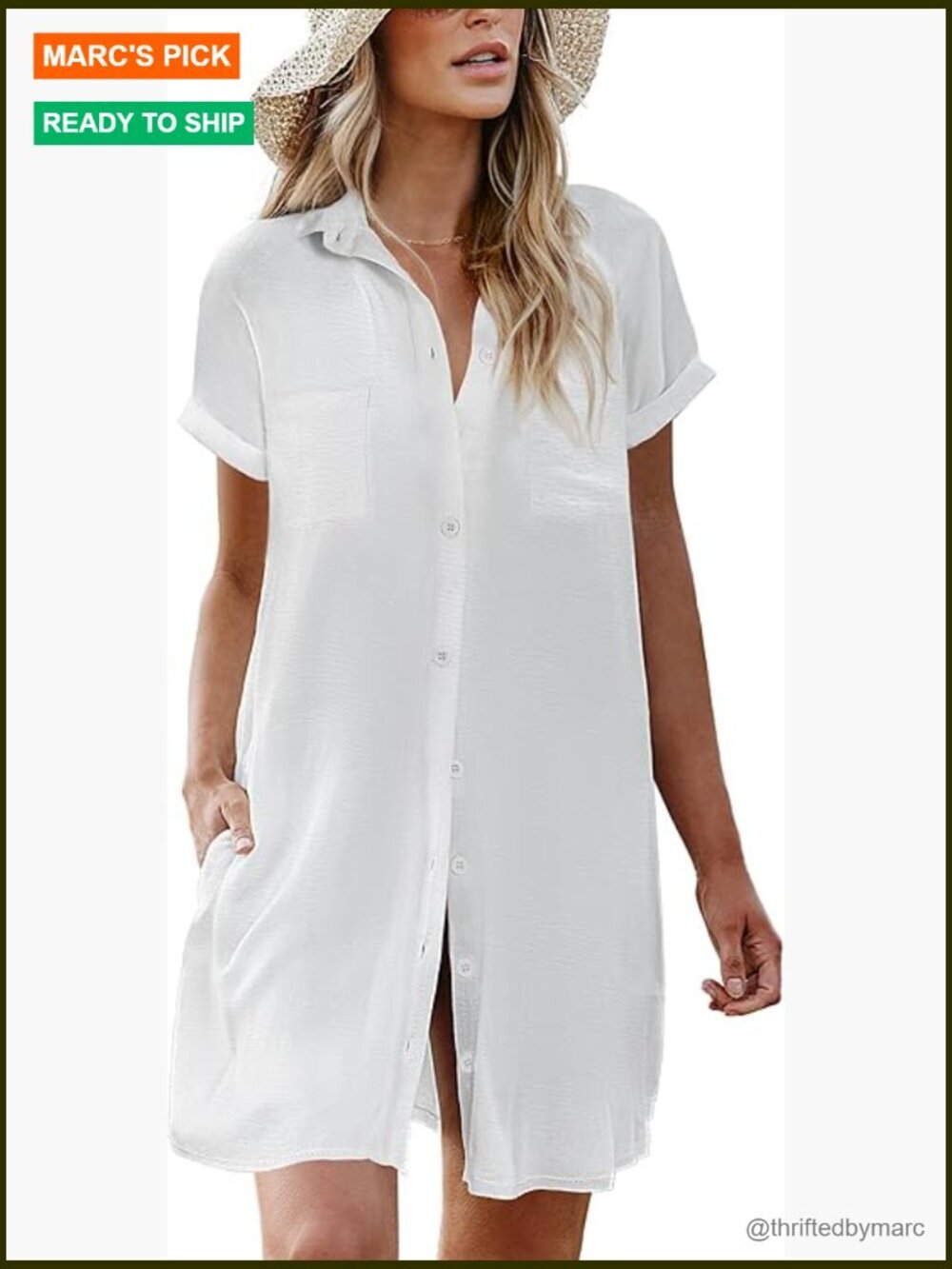 Womens Button Down Cover Up Dress with Pockets S-XXL